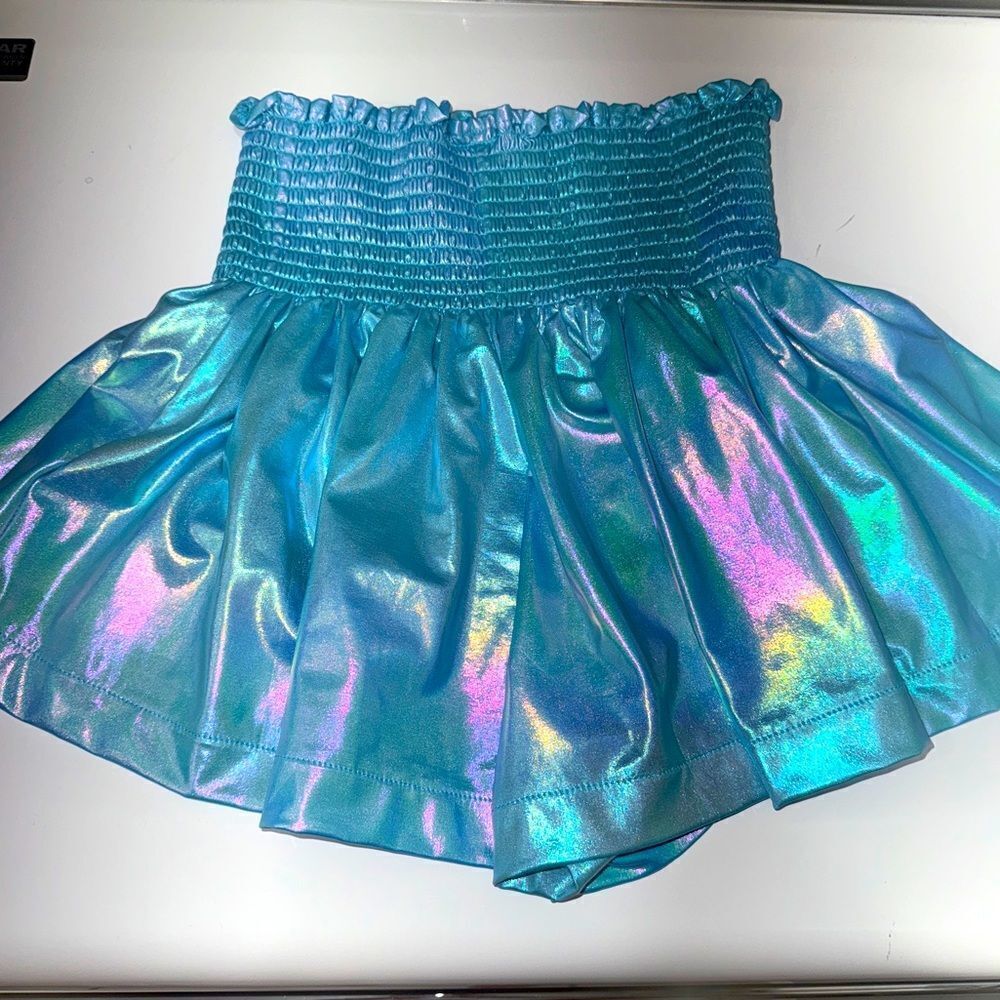 Queen of sparkles Iridescent Blue Shorts with Elastic Waistband sz XL- NWOT!